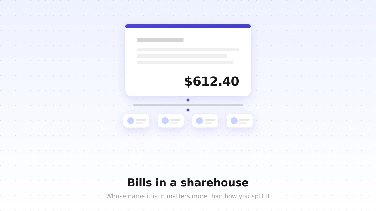 A utility bill being split into four equal shares