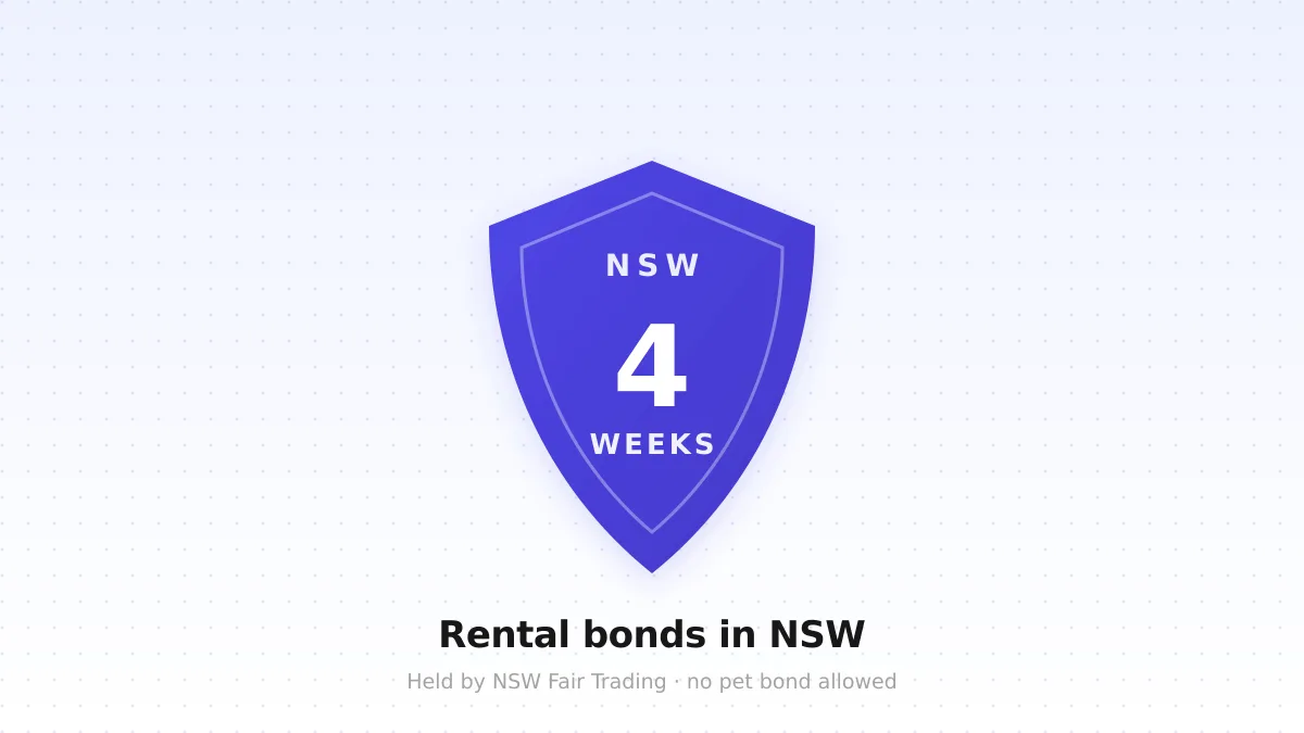 A shield badge reading NSW, 4 weeks